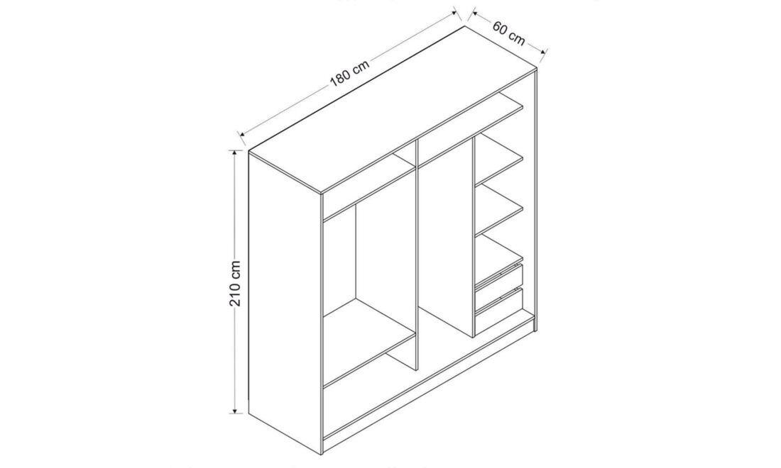 a drawing of a white shelf