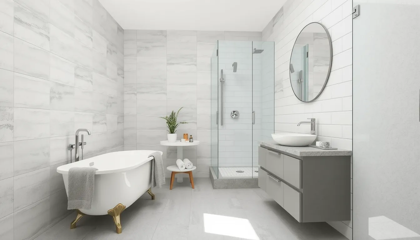 salle de bain gris et blanc