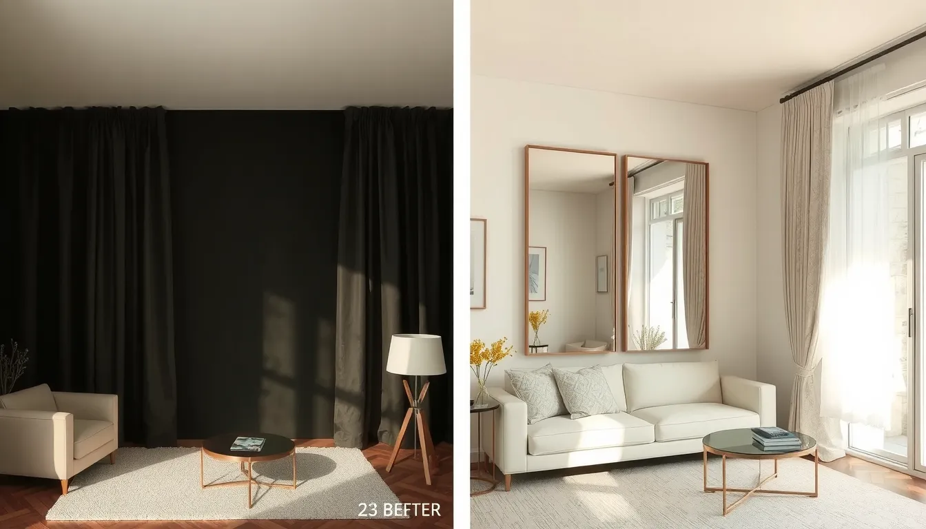 salon sombre avant apres